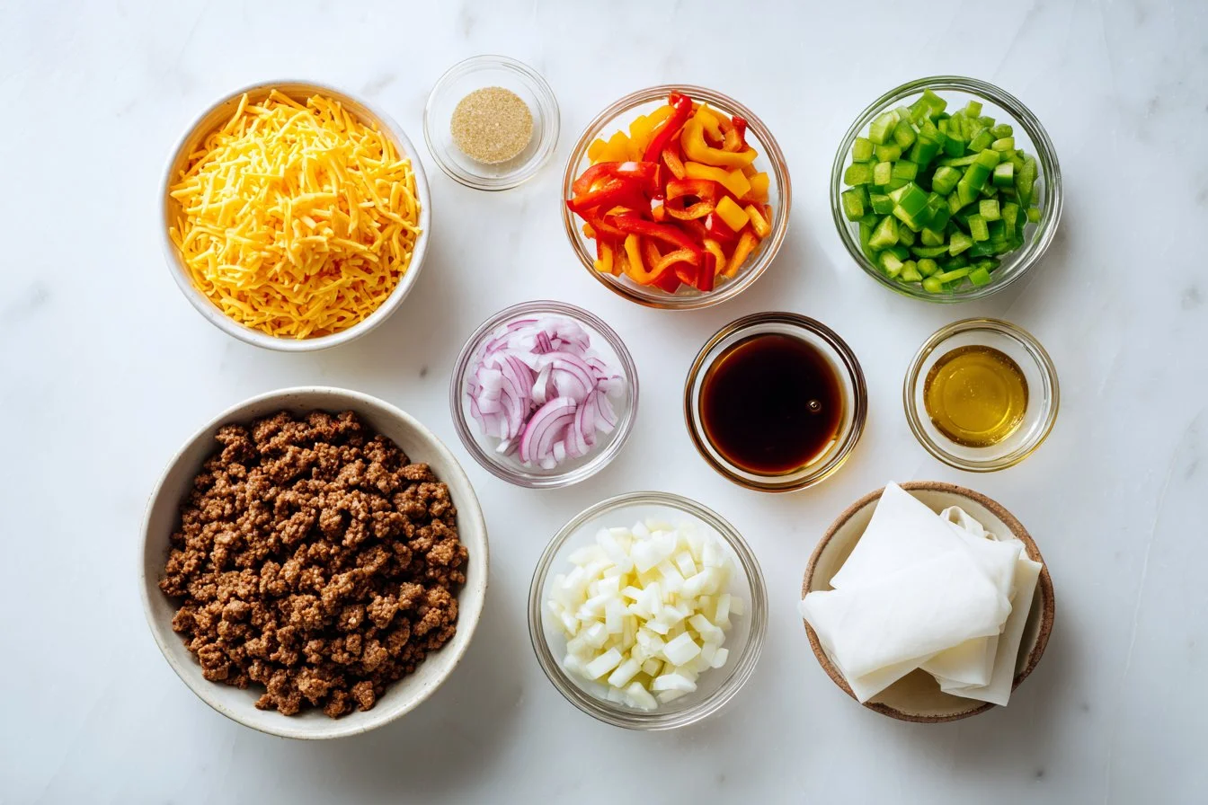 Crispy Cheesy Beef Egg Rolls