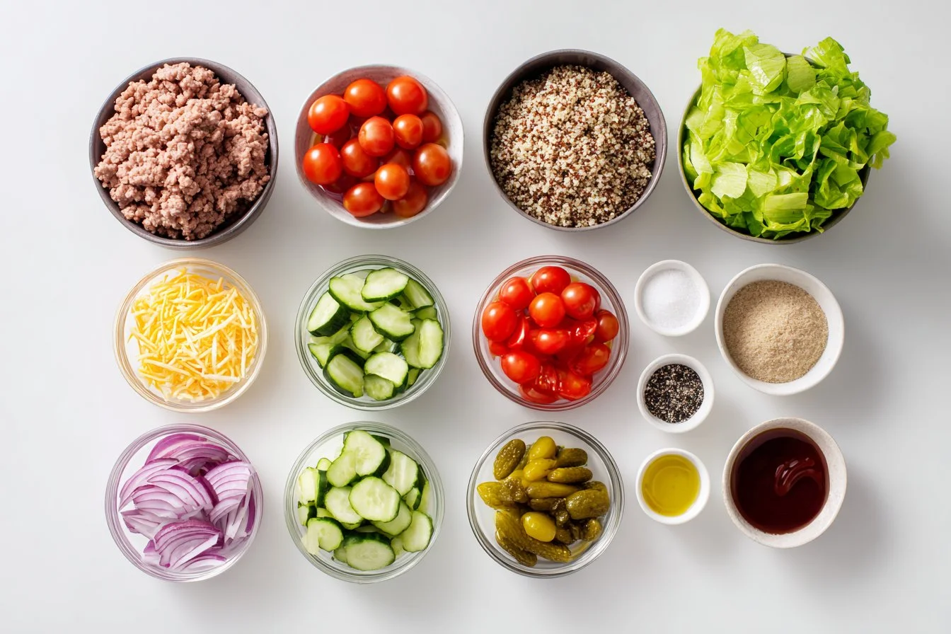 Layered Meat and Quinoa Bowl