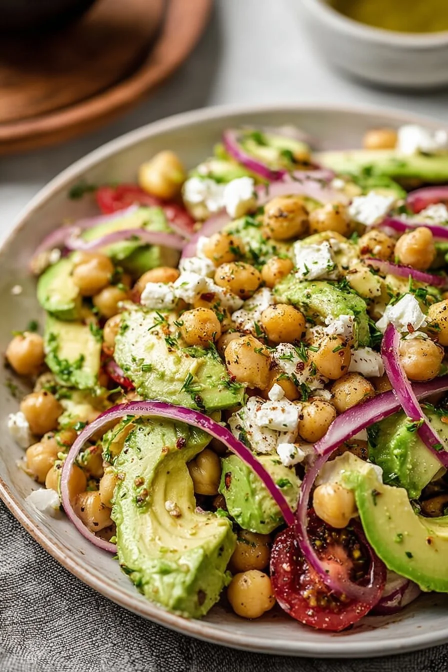 Chickpea Feta Avocado Salad