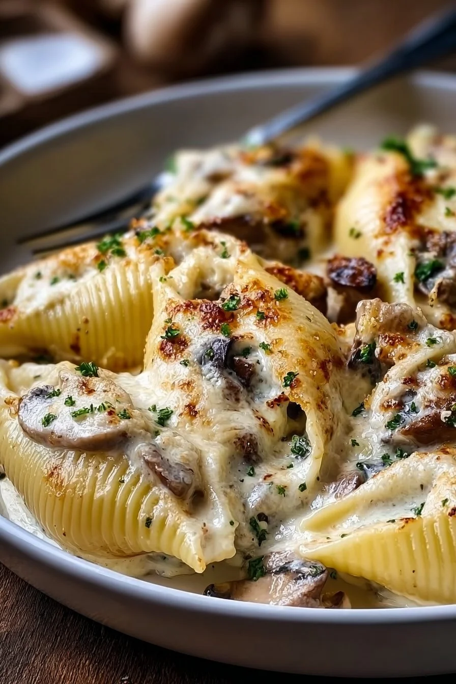 Creamy Garlic Mushroom Stuffed Shells