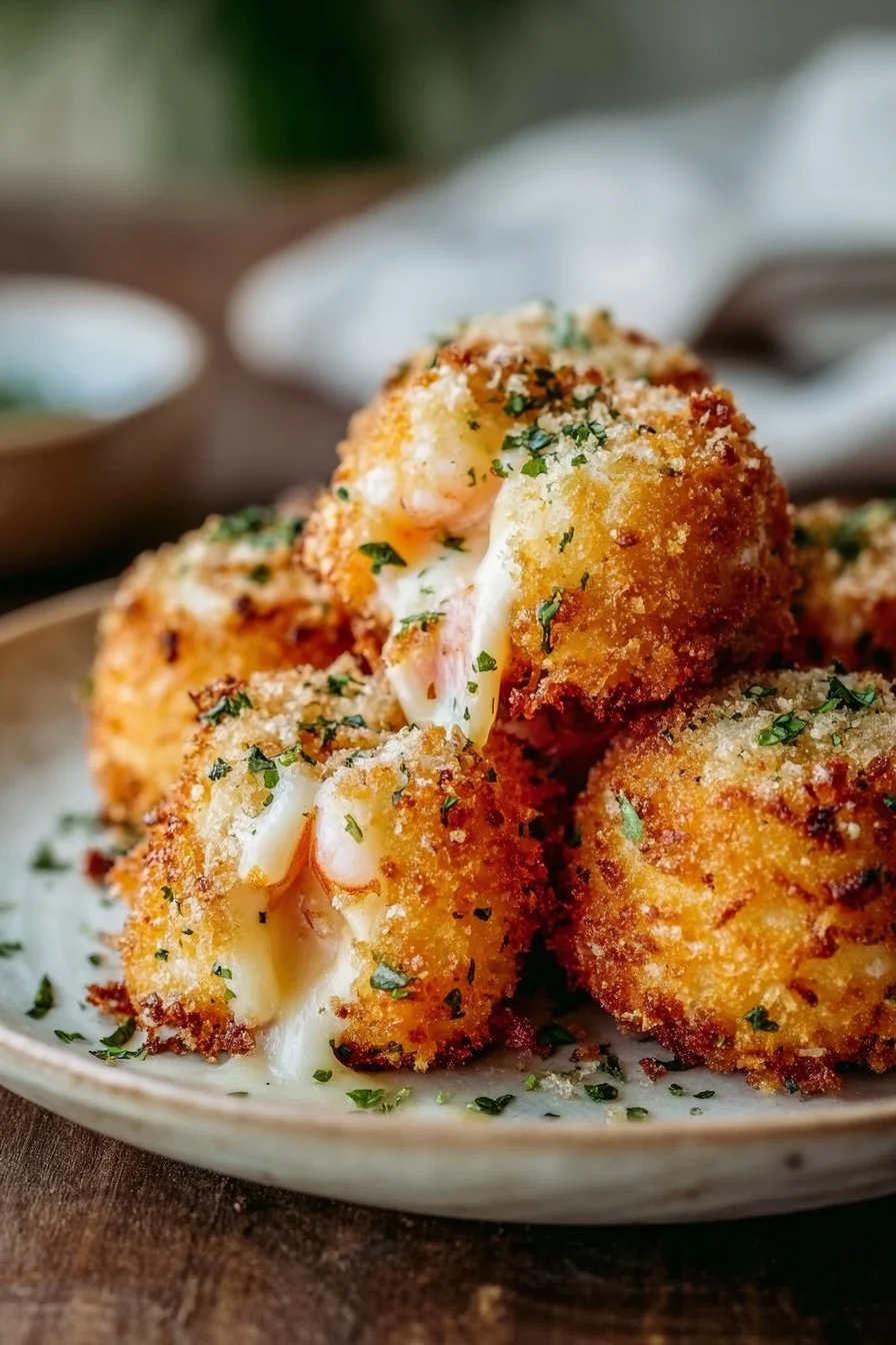 Crispy Cheesy Garlic Shrimp Bombs