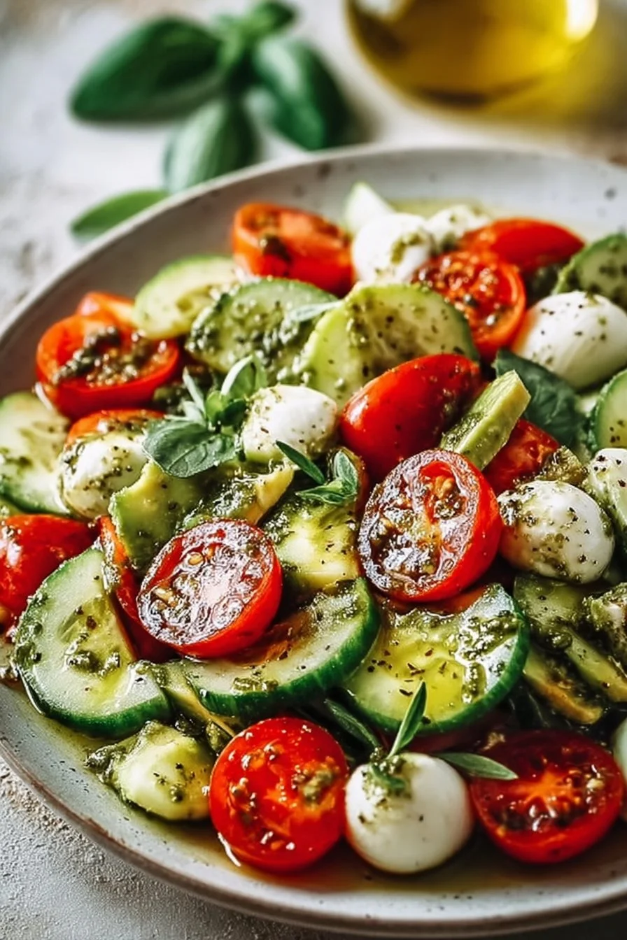 Cucumber Avocado Pesto Salad