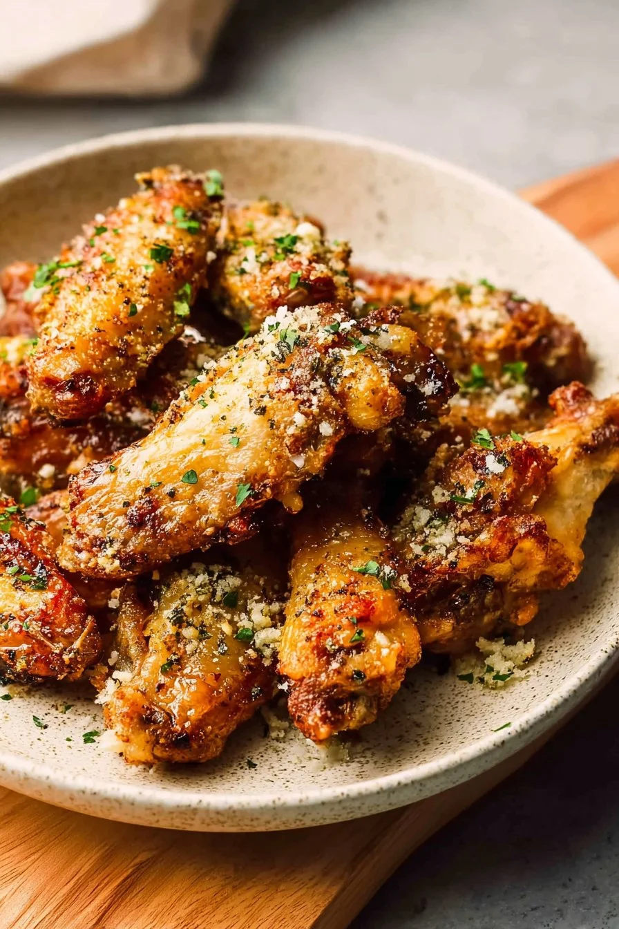 Air Fryer Garlic Parmesan Wings - Whisper of Yum