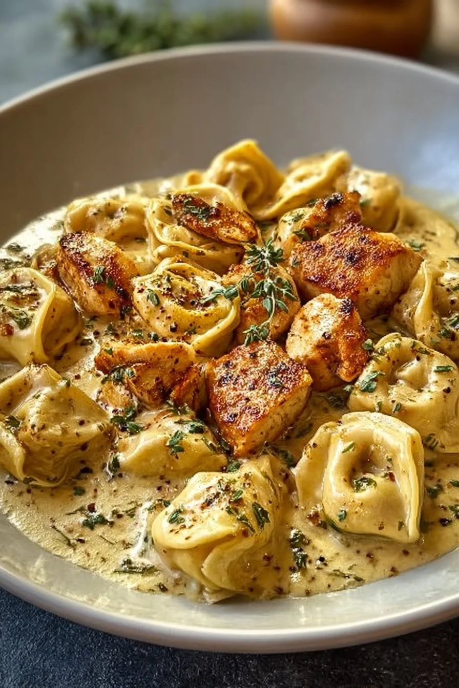 Cajun Chicken Tortellini with Creamy Garlic Sauce
