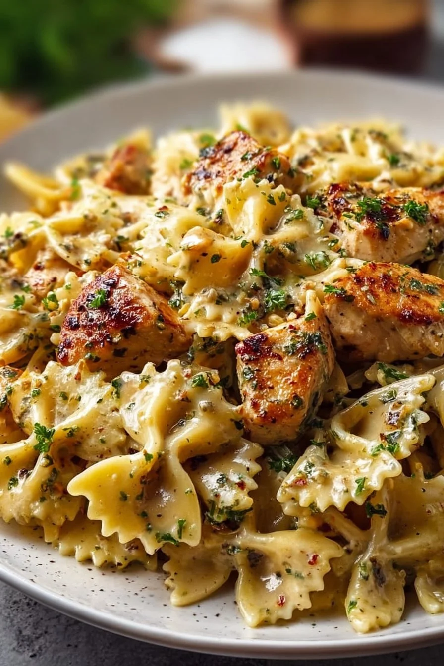 Creamy Garlic Butter Chicken Bowtie Pasta