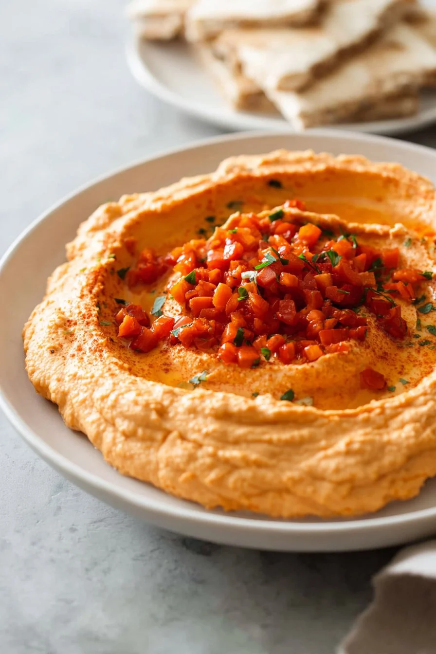 Easy Roasted Red Pepper Hummus