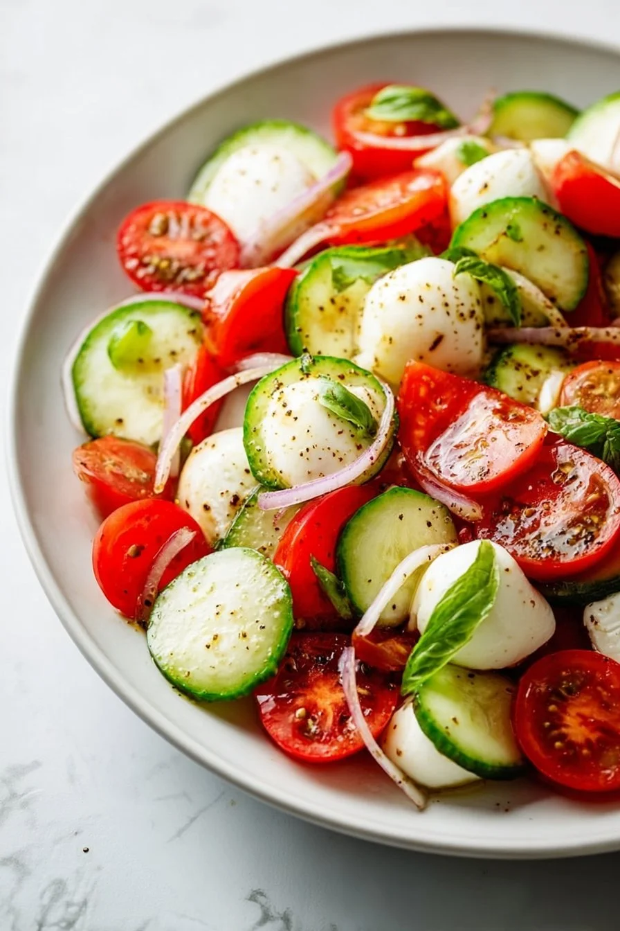 Quick Cucumber Caprese Salad