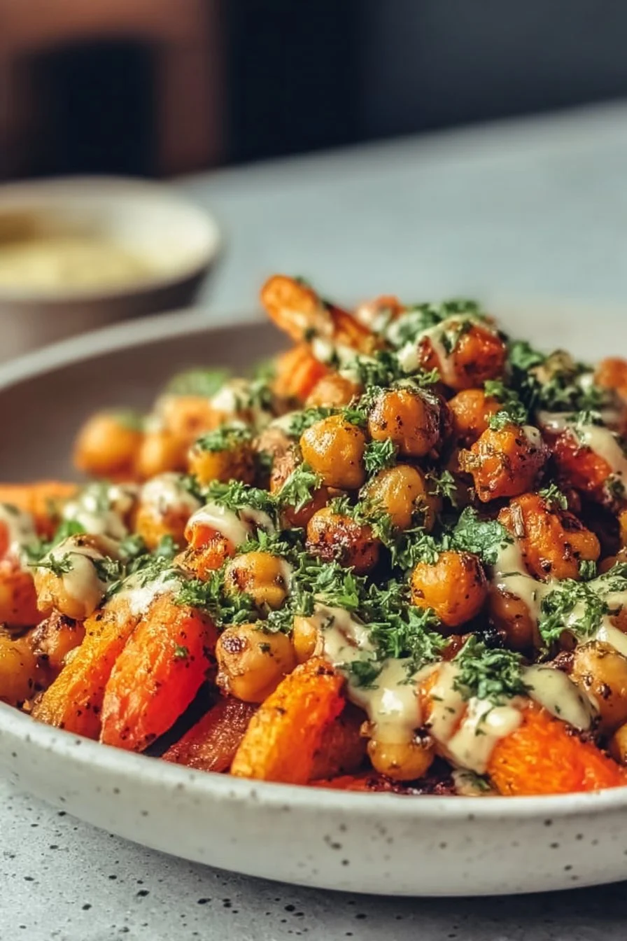 One-Pan Roasted Carrot and Chickpea Bowl