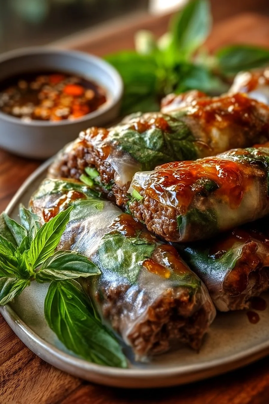 Savory Thai Basil Beef Rice Paper Rolls
