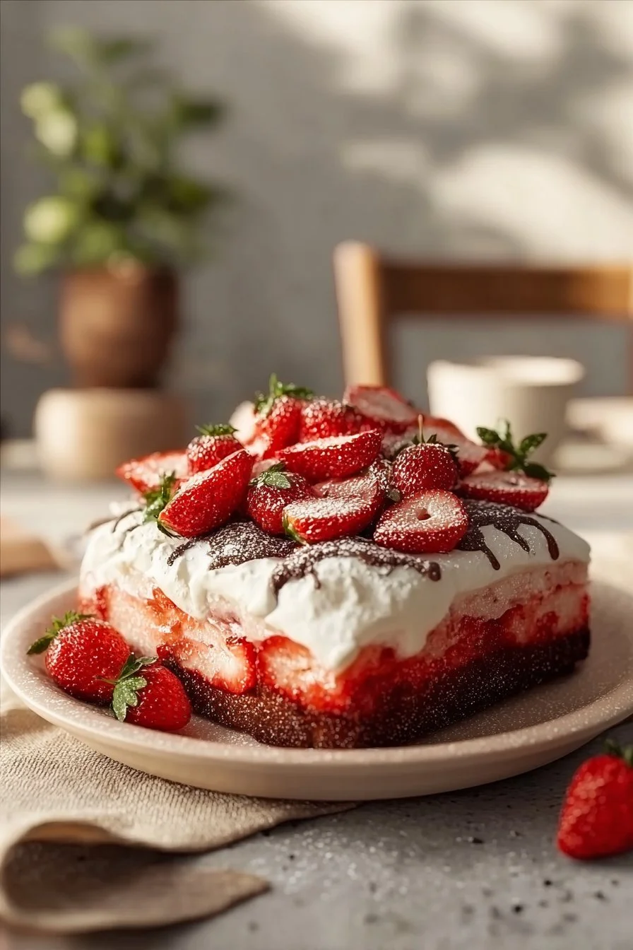 Strawberry Earthquake Cake