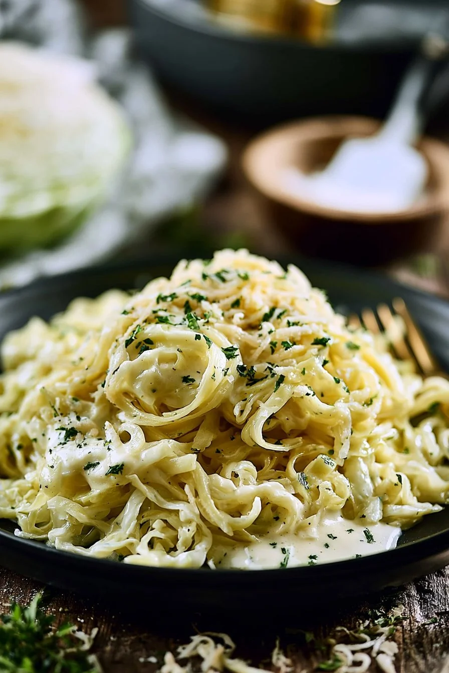 Cabbage Noodles Alfredo