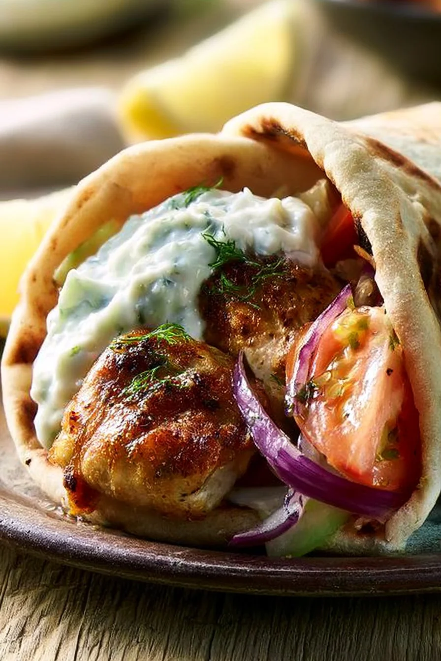 Greek Chicken Gyros with Tzaziki