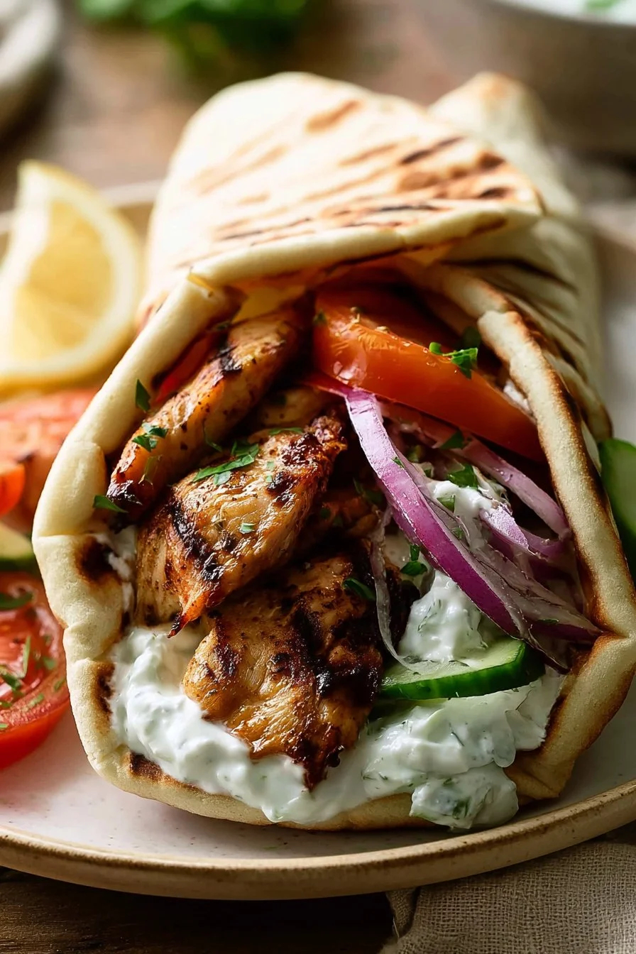 Greek Chicken Gyros with Tzatziki