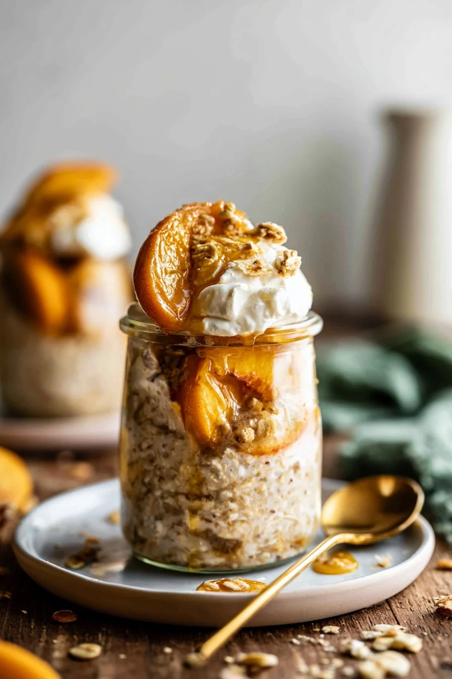 Peach Cobbler Overnight Oats