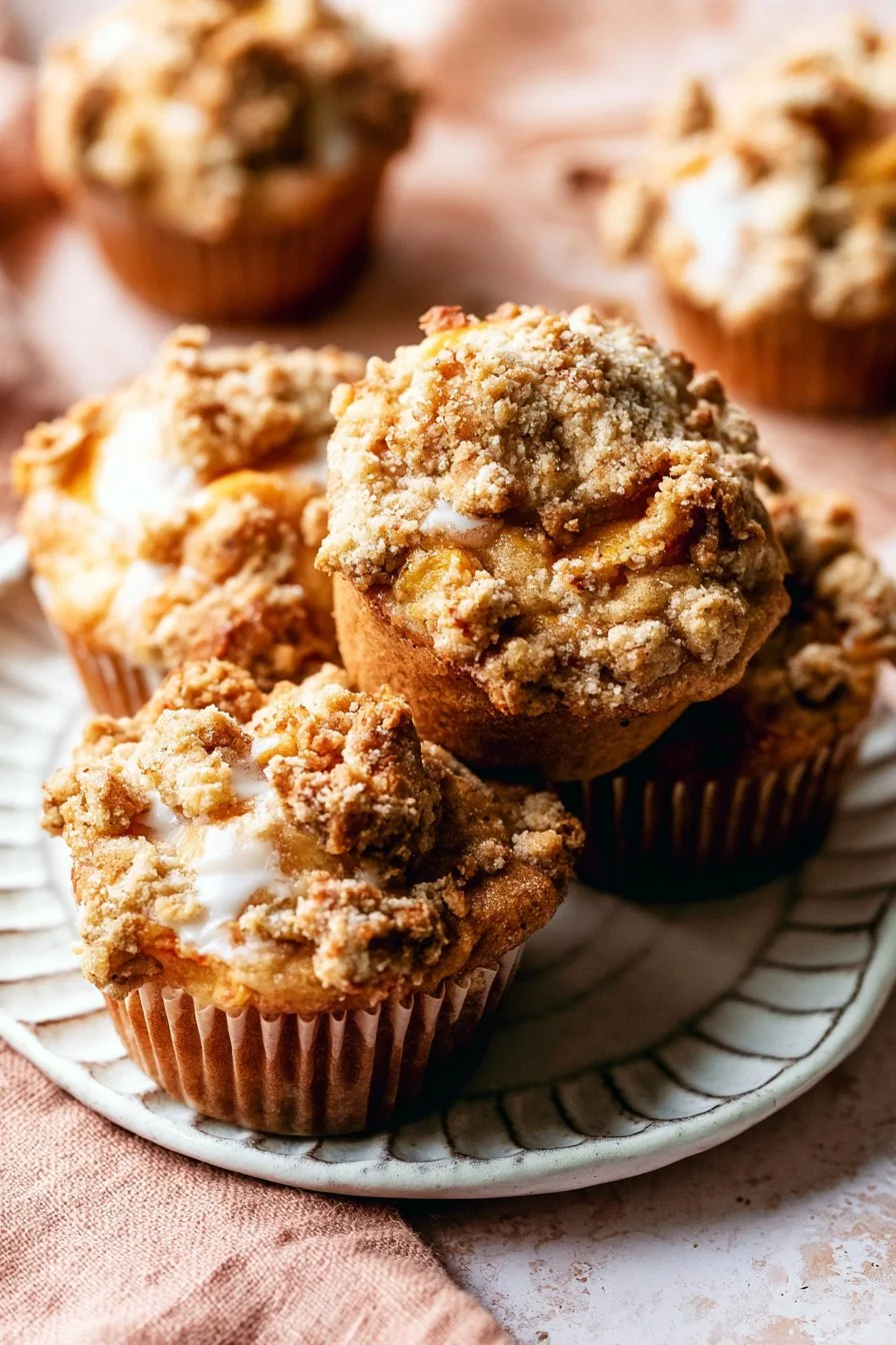 Peach Muffins with Crumb Topping
