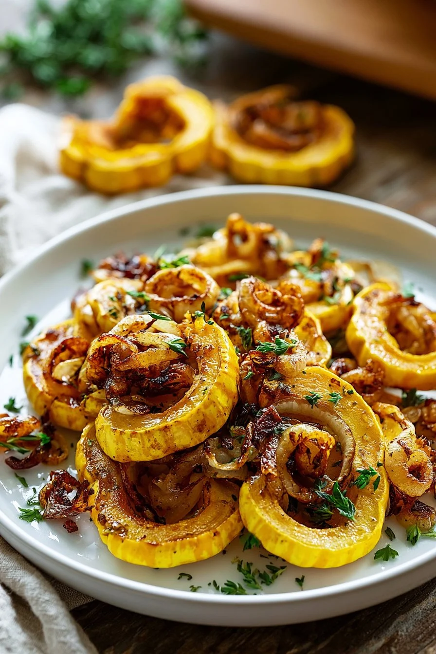 Roasted Delicata Squash with Crispy Onions