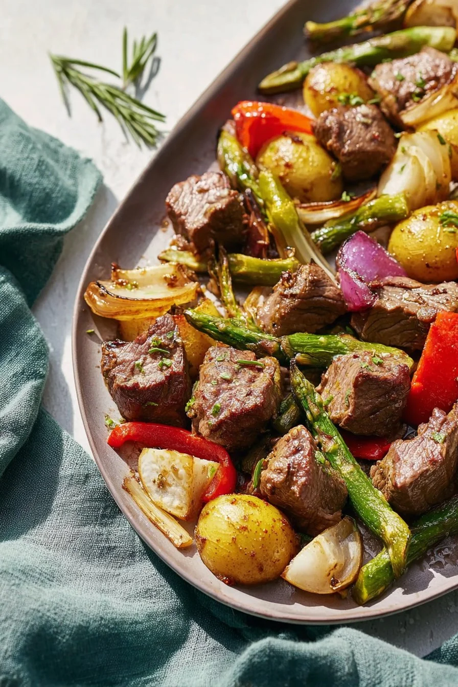 Sheet Pan Garlic Butter Steak Bites with Veggies