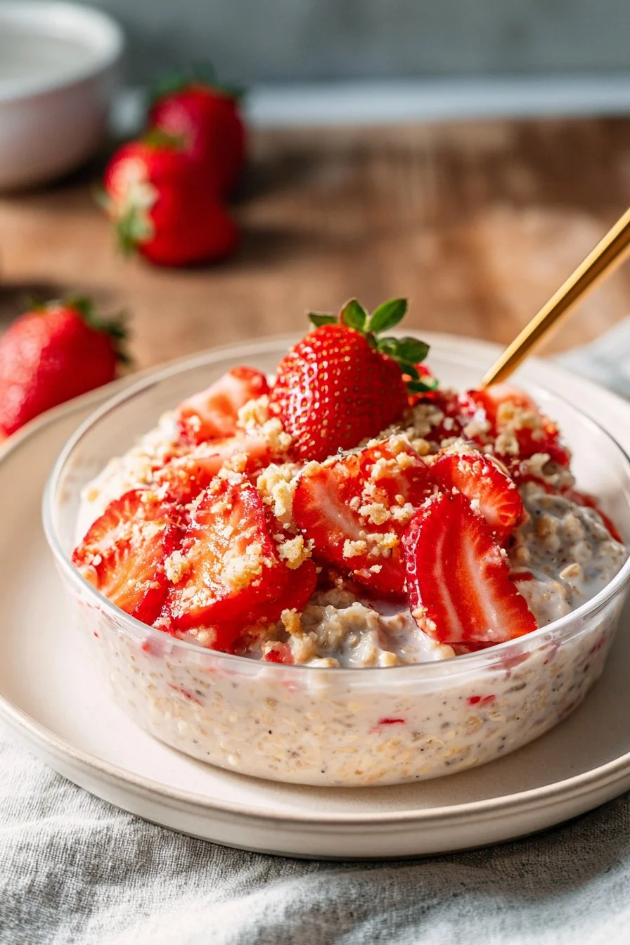 Strawberry Cheesecake Overnight Oatmeal