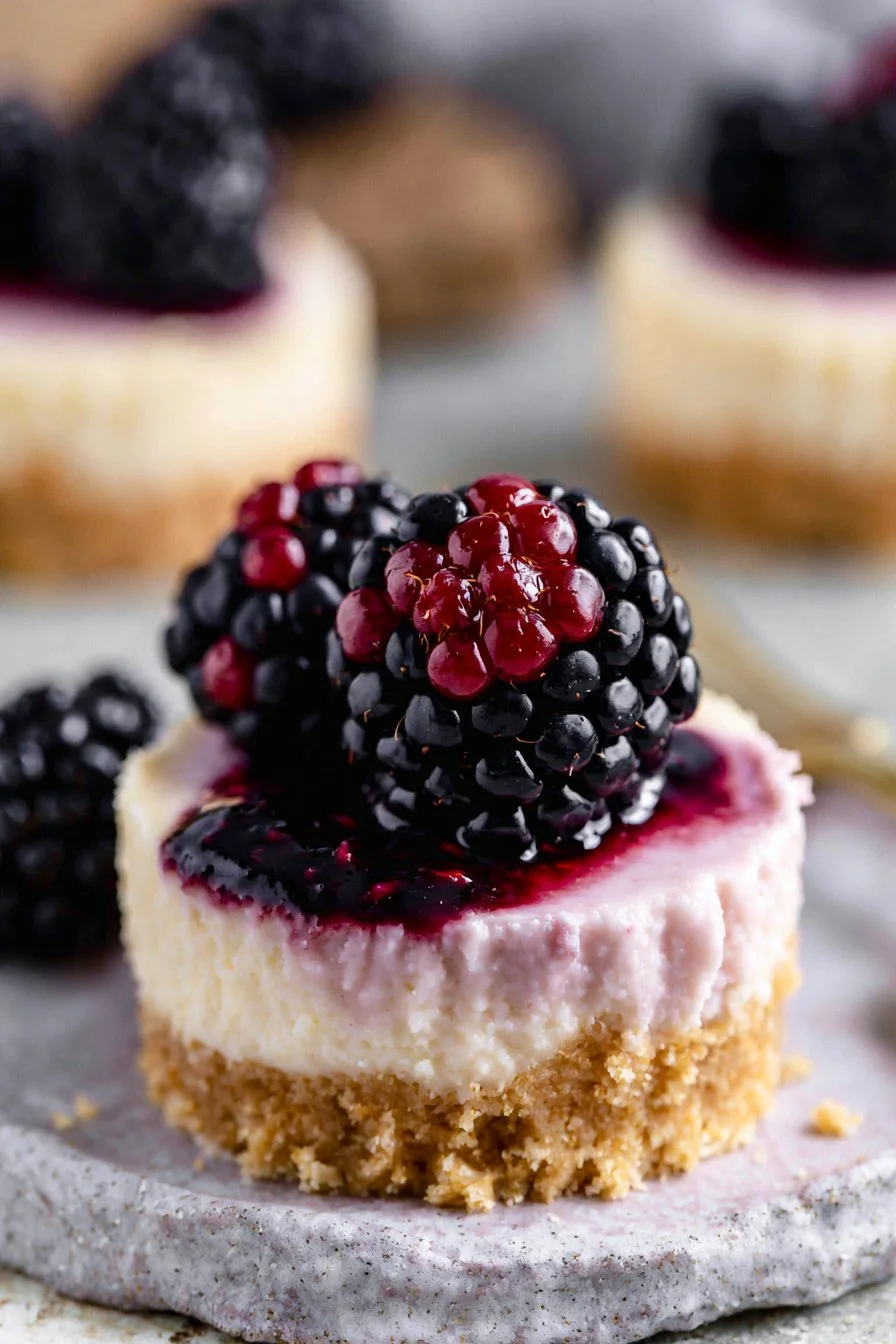 No Bake Mini Blackberry Cheesecakes