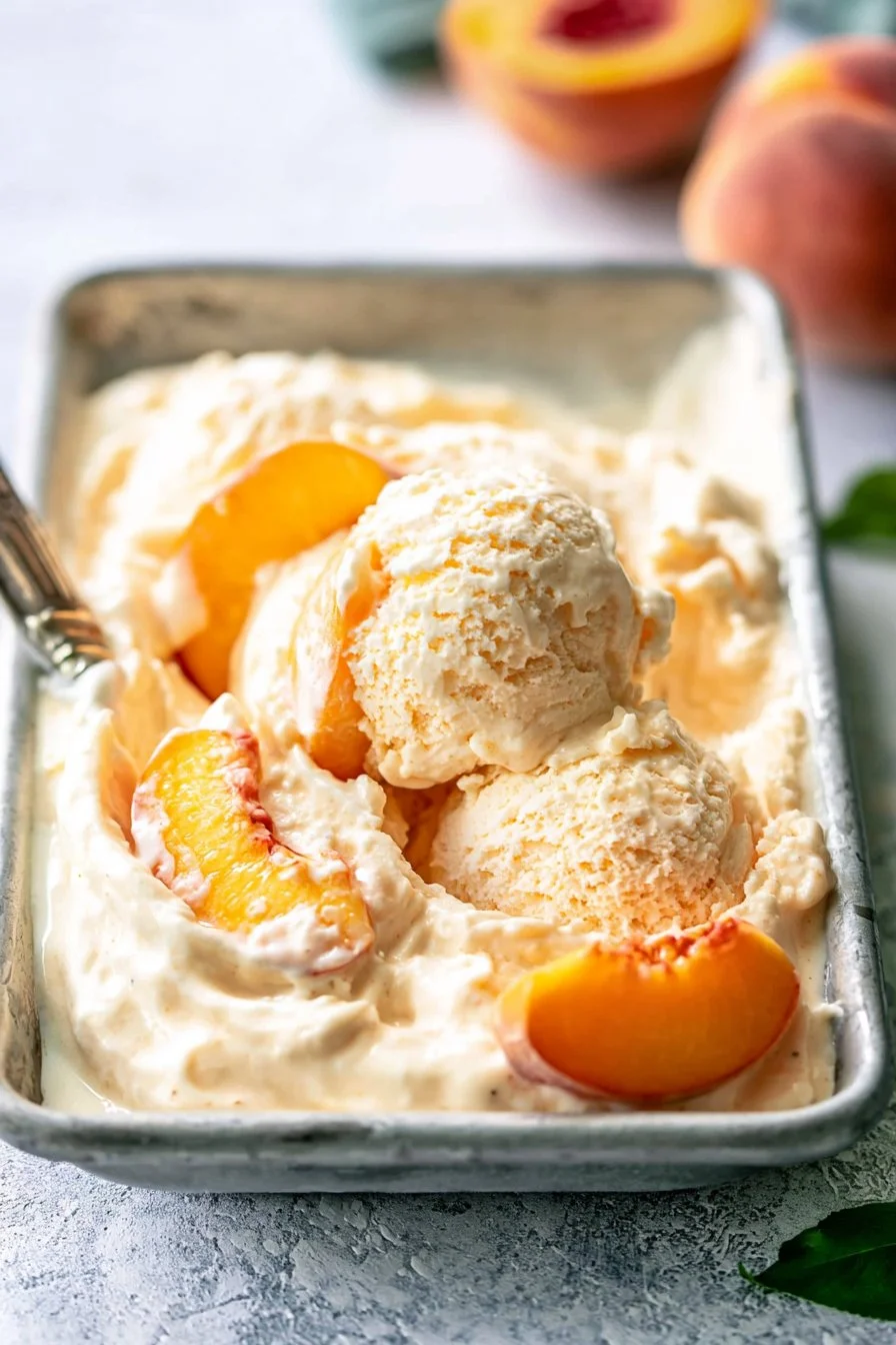 No Churn Peaches and Cream Ice Cream 