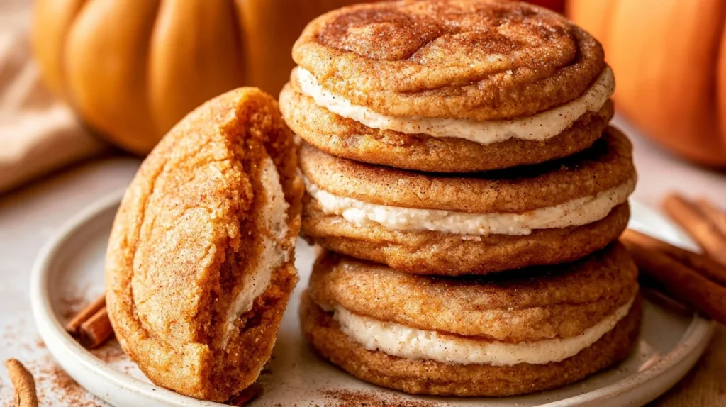 Delicious Pumpkin Cheesecake Cookies with a creamy filling and fall spices